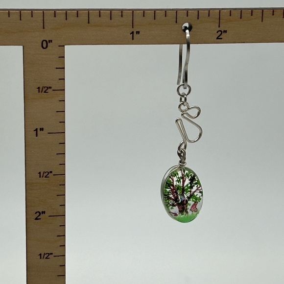 Handmade Resin Tree of Life Earrings, Stainless Steel Hooks NWT - Picture 4 of 6